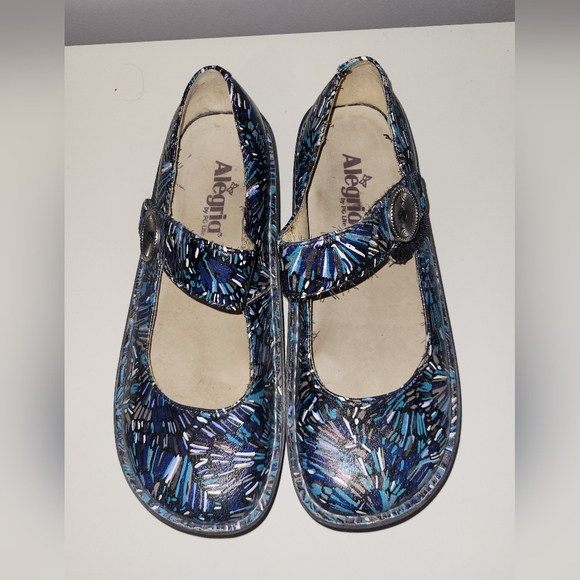 Allegria Paloma Blue Collage Mary Janes, VGUC, Size 39 - Picture 3 of 11
